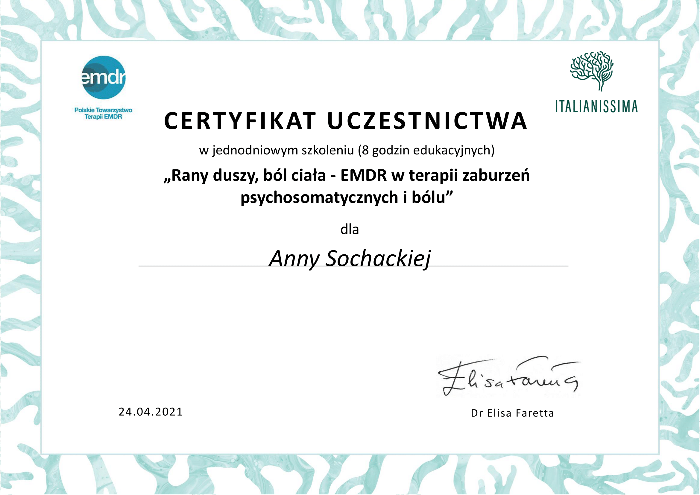 2021 EMDR FARETTA Zaburzenia psychosomatyczne-1